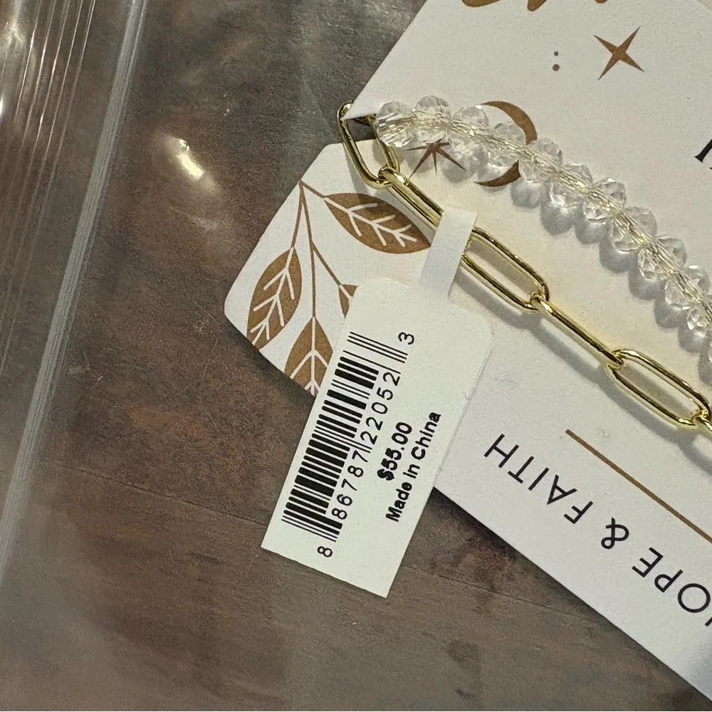 Alex and Ani Feather Chain Bracelet Gold Tone with Clear Crystals NWT